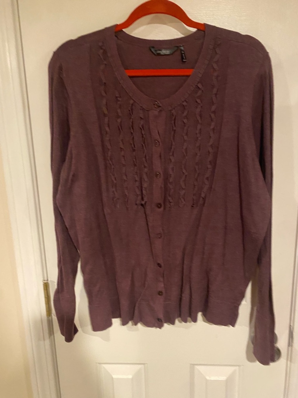 Daisy Fuentes Plum Button-Front Knit Cardigan